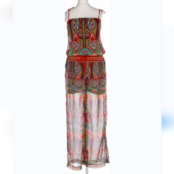 Desigual Green Aztec Print Sleeveless‎ Wide Leg Jumpsuit - Picture 3 of 11
